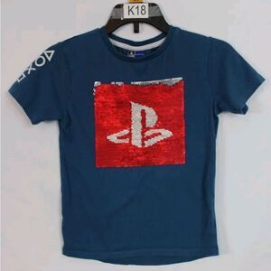 Vintage Official PlayStation Sequin Changing Shirt UK  kids 4T  Video Game Sony